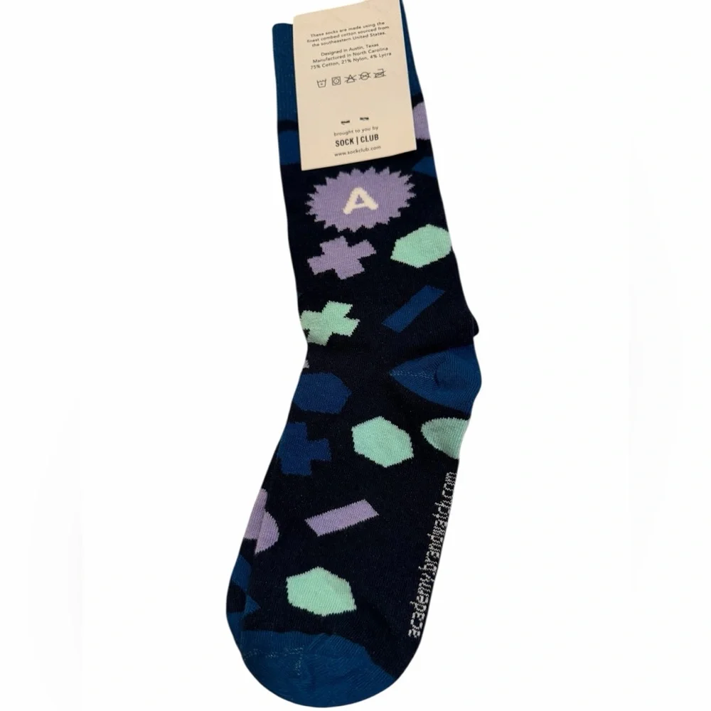 Sock club graphic print crew socks. OS. NWT